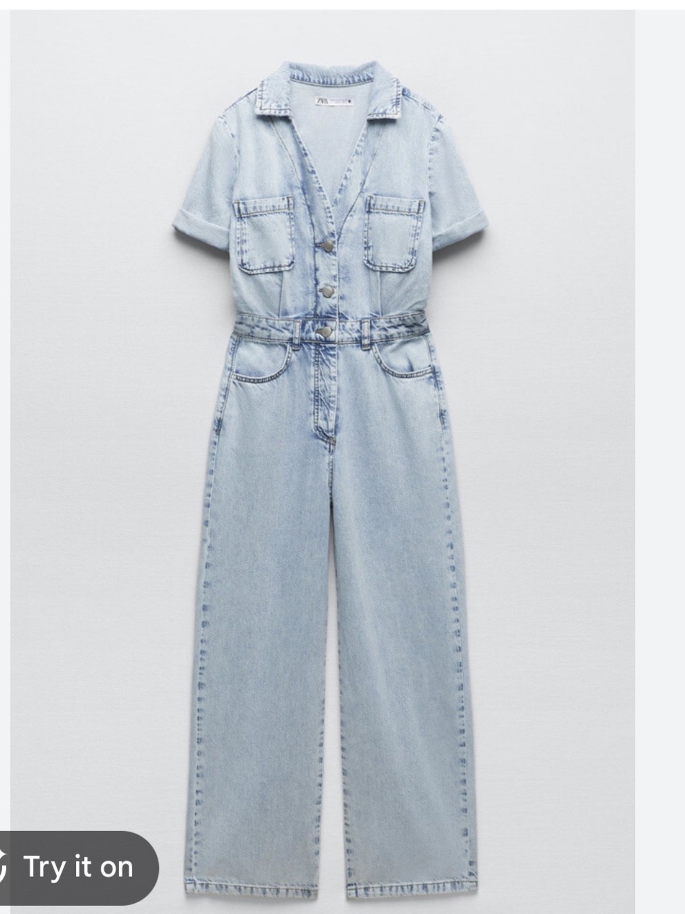 Zara Light Wash Denim Overalls Jumpsuit